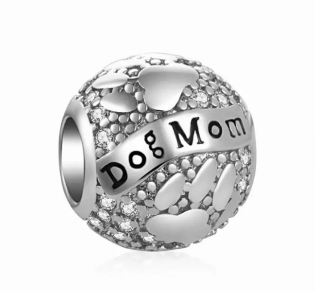 &quot;Dog Mom&quot; Charm | CZ