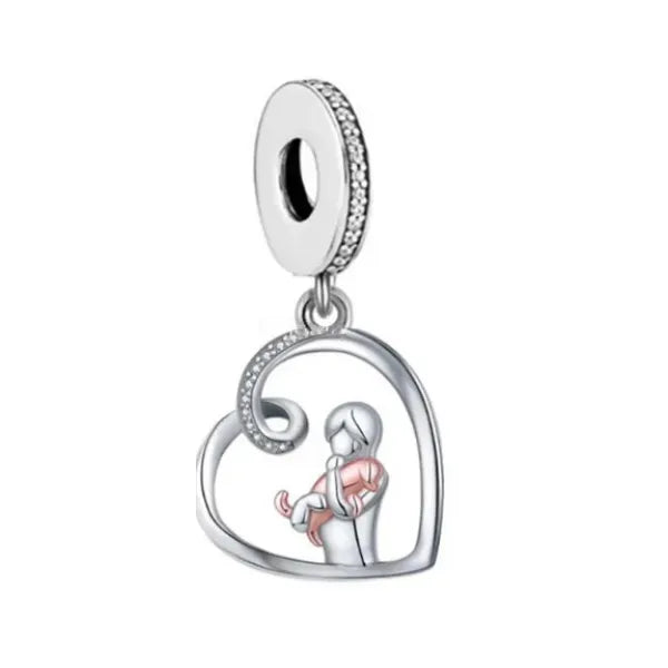 Kiddo &amp; Doggo Heart Dangle Charm | RGP CZ