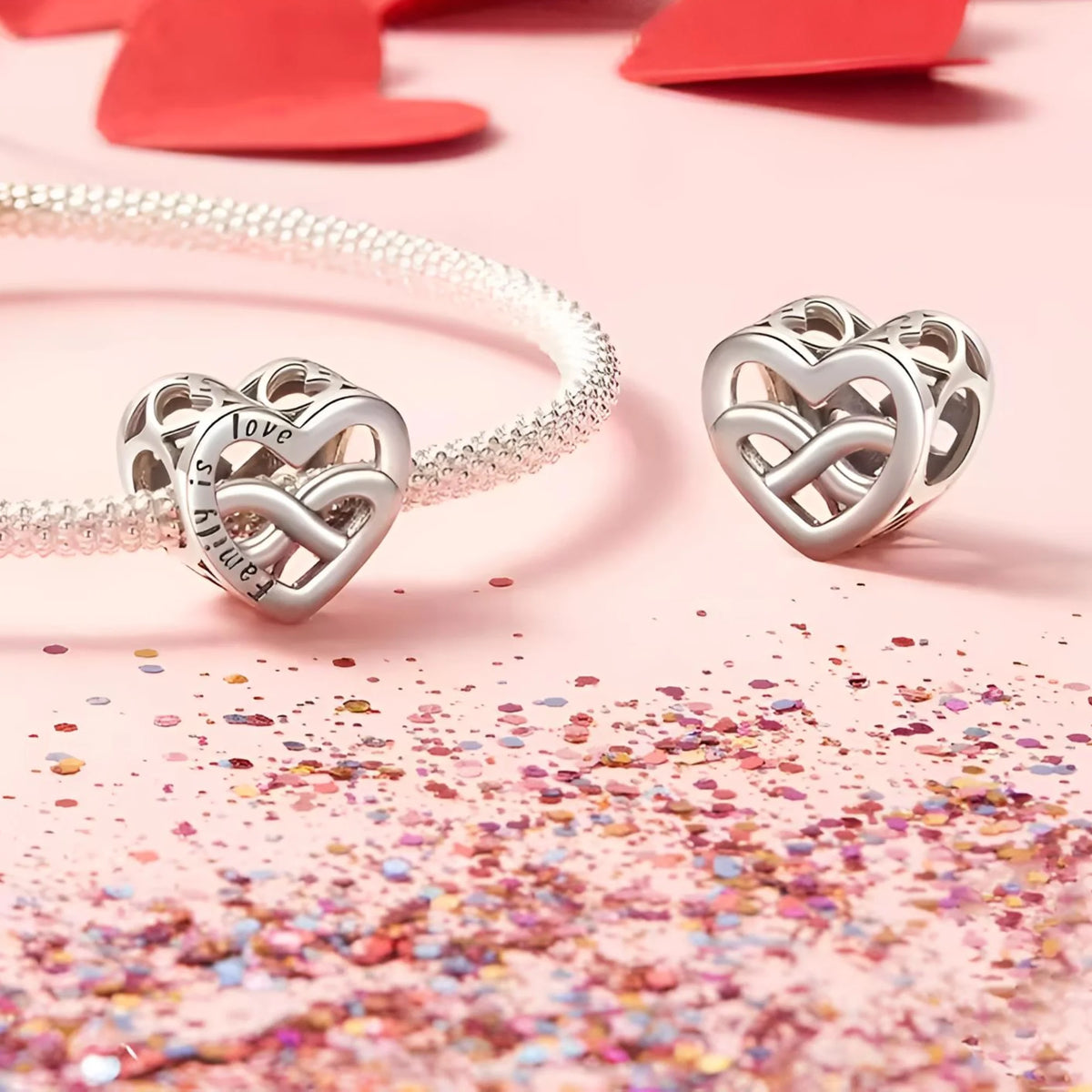 Family Is Love Infinity Heart Charm