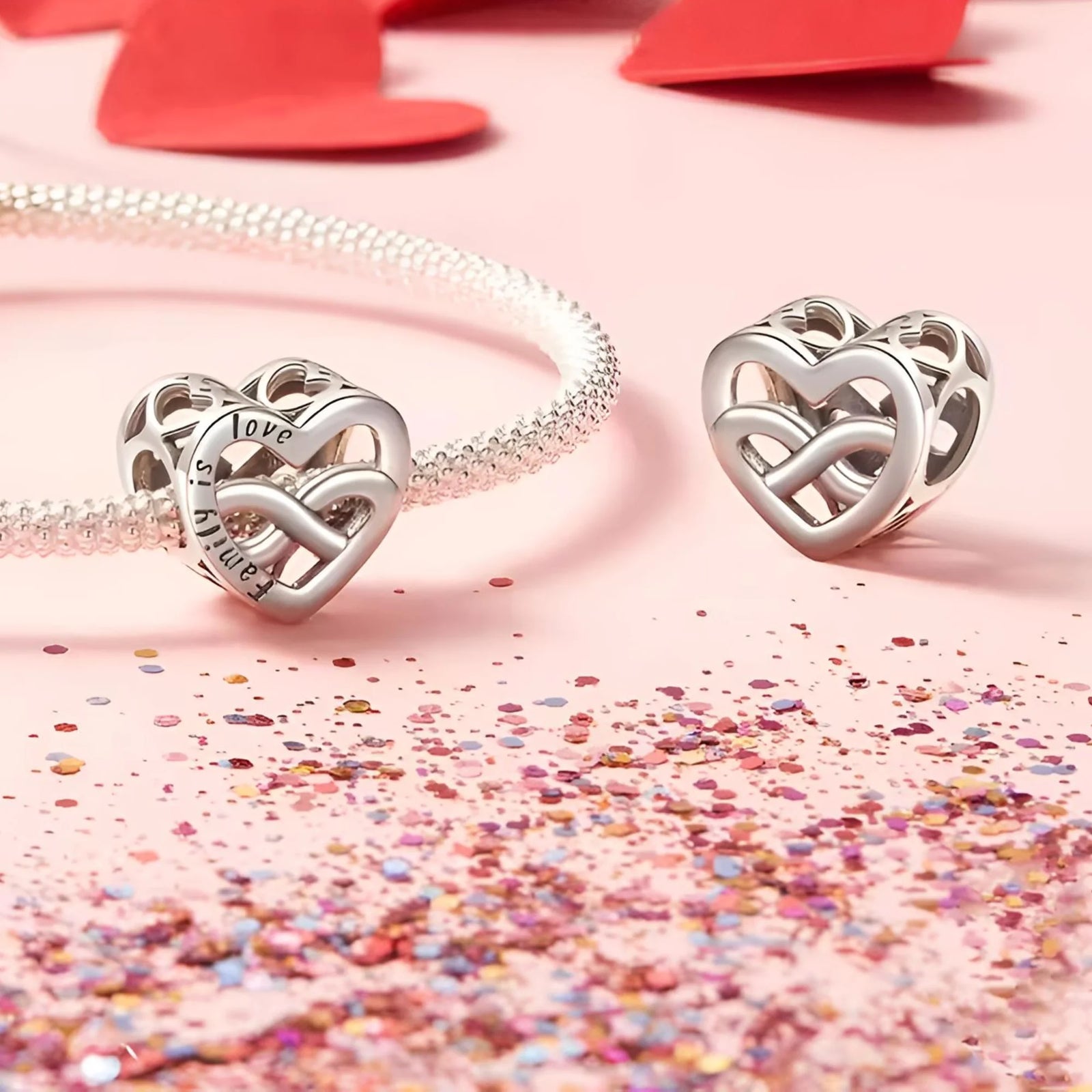 Family Is Love Infinity Heart Charm