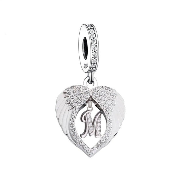 Alphabet [A - Z] Angel Wings Dangle Charm | CZ