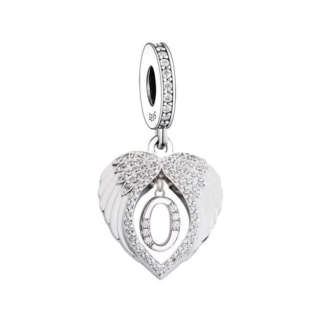 Alphabet [A - Z] Angel Wings Dangle Charm | CZ