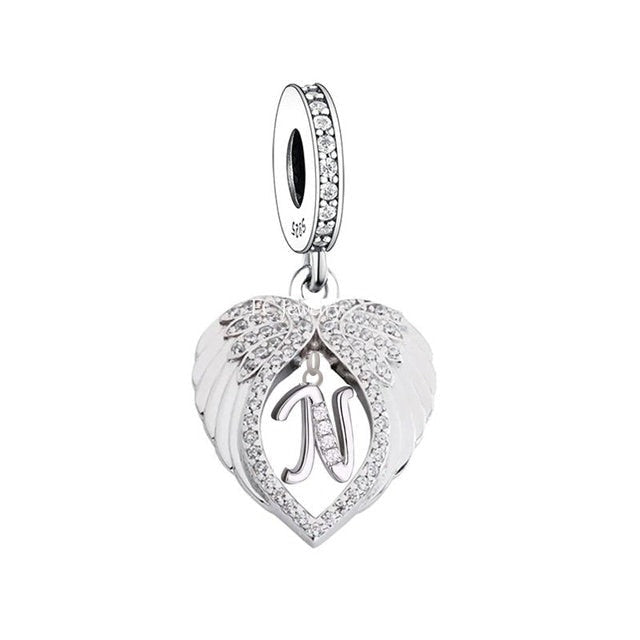 Alphabet [A - Z] Angel Wings Dangle Charm | CZ