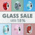 Promotional banner for a glass sale with colorful charms and 'Shop Now!' button. 18% Off