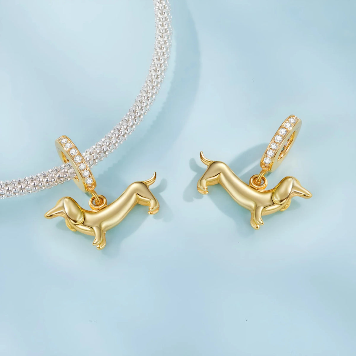 Gold Worsie Dangle Charm | CZ GP