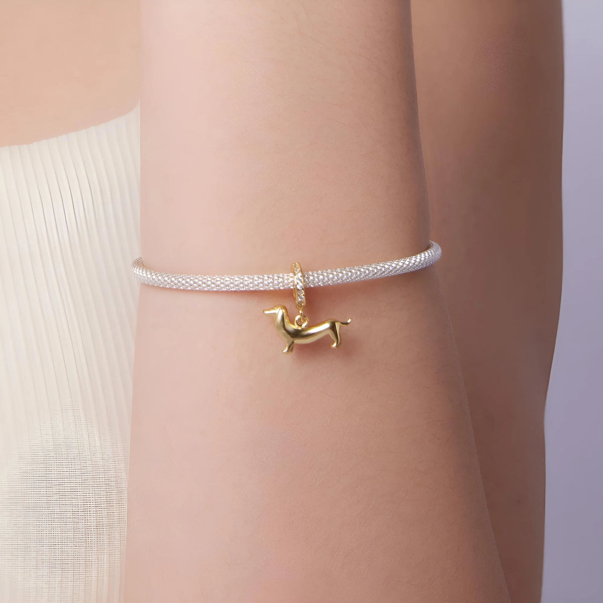 Gold Worsie Dangle Charm | CZ GP