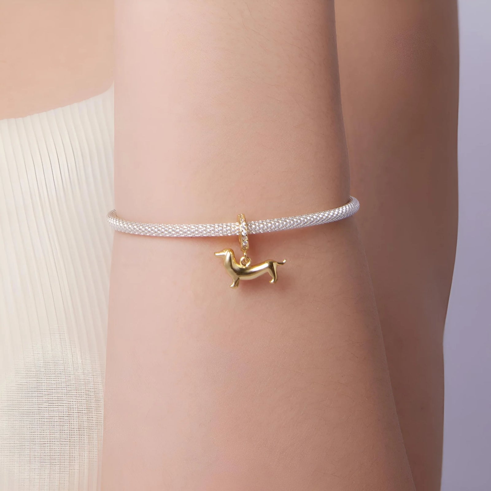 Gold Worsie Dangle Charm | CZ GP