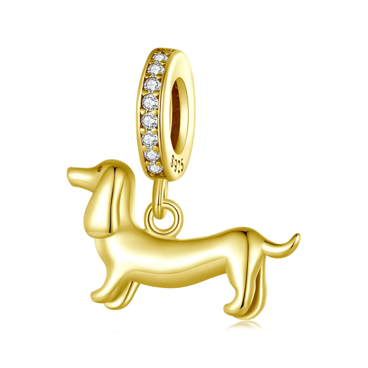 Gold Worsie Dangle Charm | CZ GP