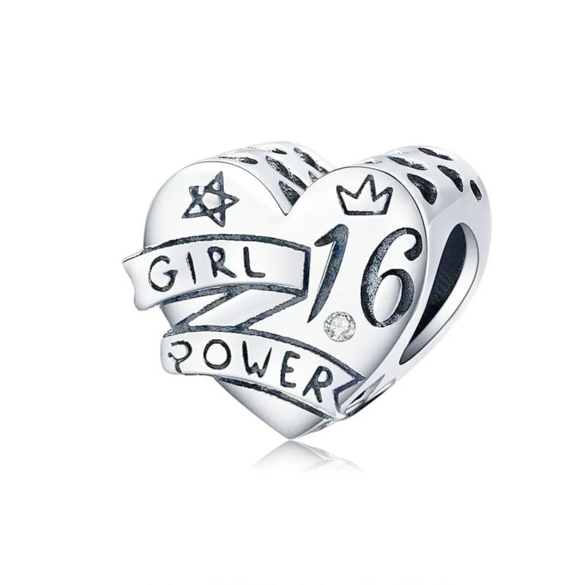 Celebrate a special milestone with this Sterling Silver 16 Years Old Charm. The intricate design and sparkling cubic zirconia stone make it a perfect addition to any charm bracelet.