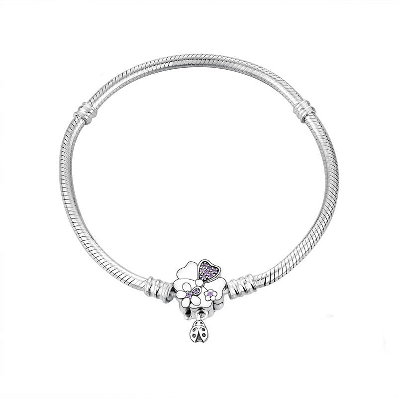 Purple Flower Clasp Snake Bracelet | CZ [Threaded]