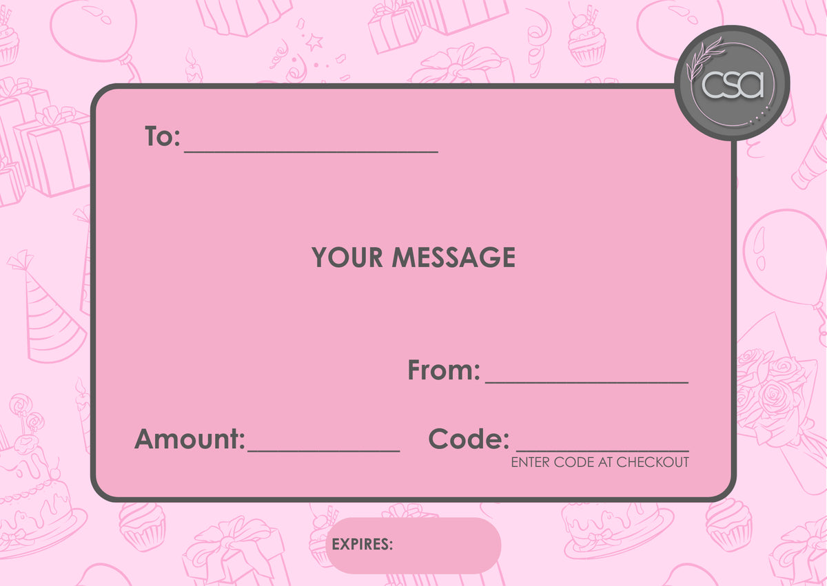 Happy Birthday Gift Certficate | Pink &amp; Grey