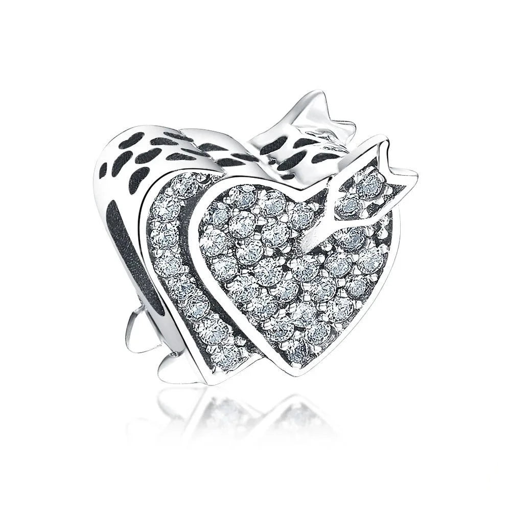 Shot Through The Heart Double Heart Charm | CZ