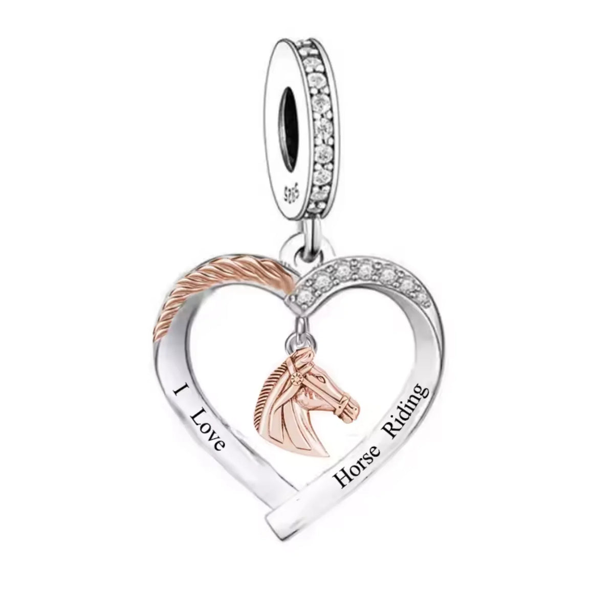 I Love Horse Riding Dangle Charm | RGP CZ
