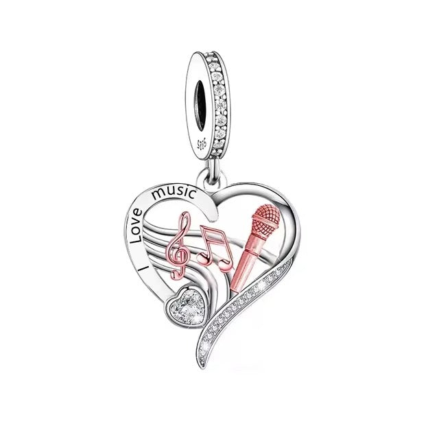 Express your love for music with this Sterling Silver Heartbeat of Love Music Charm. The heart-shaped dangle charm and musical note design make it perfect for music lovers.