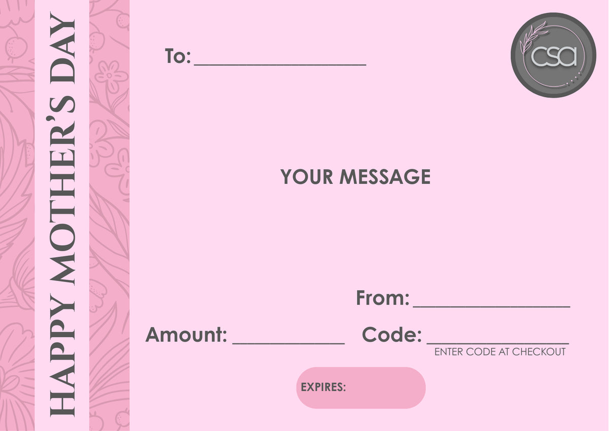 Mother&#39;s Day Gift Certficate | Pink &amp; Grey