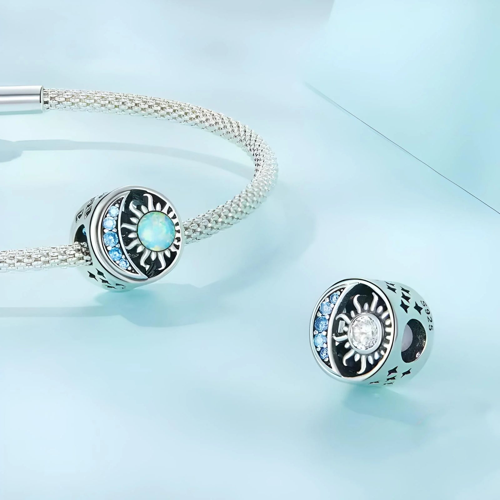 Pretty Opal Sun and Moon Charm | CZ