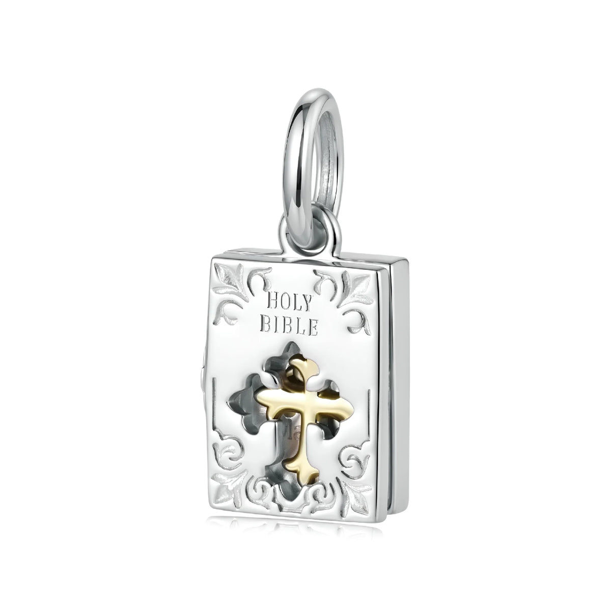 Openwork Cross inside Bible Dangle Charm | GP