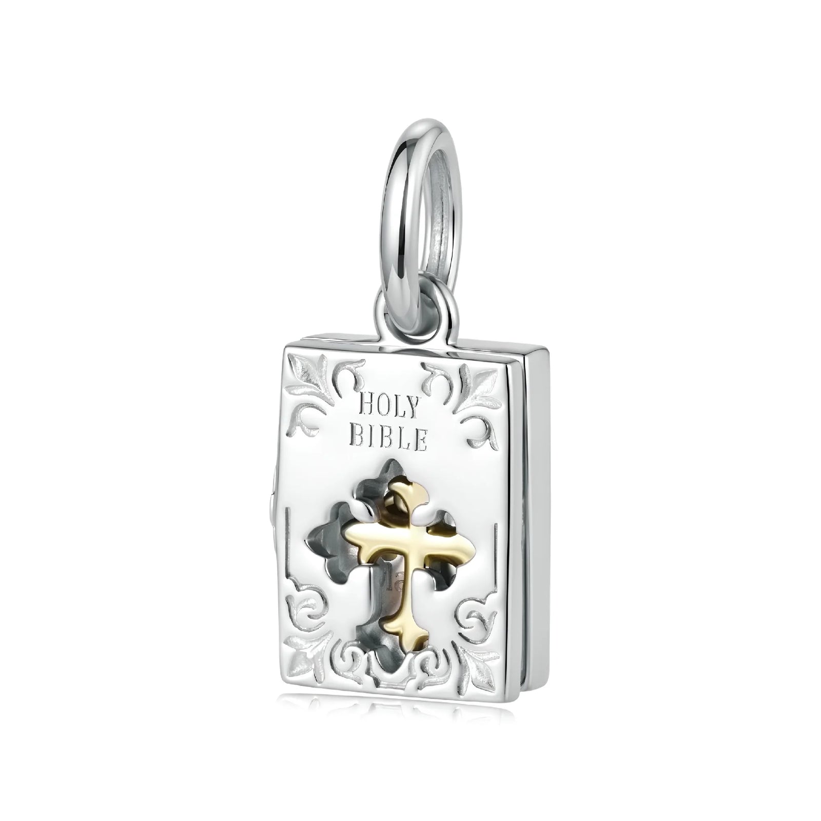 Openwork Cross inside Bible Dangle Charm | GP