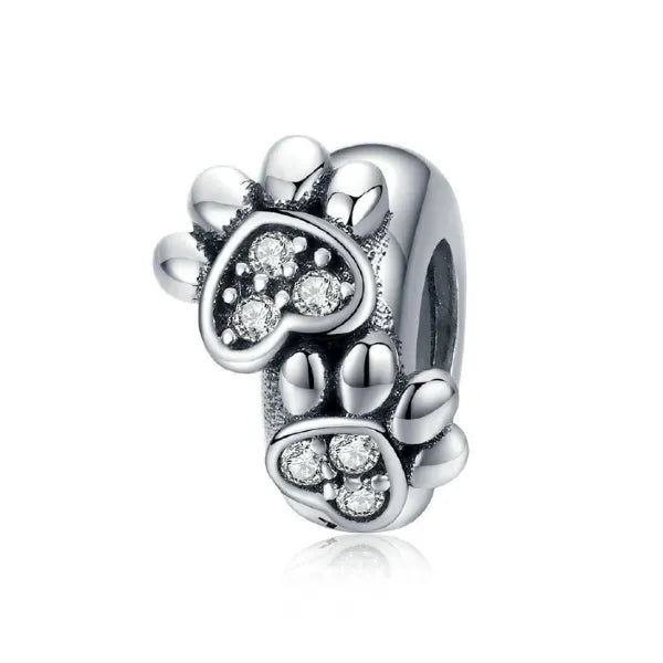 CharmSA Paw Print Stopper | Fits Pandora Bracelets | Sterling