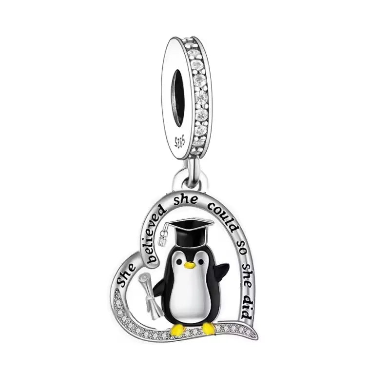 Penguin &quot;She believed she could so she did&quot; Dangle Charm | CZ EN