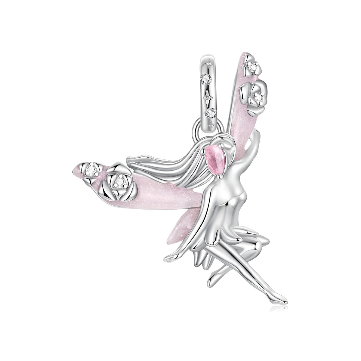 Pink Crystal Fairy Dangle Charm | CZ EN