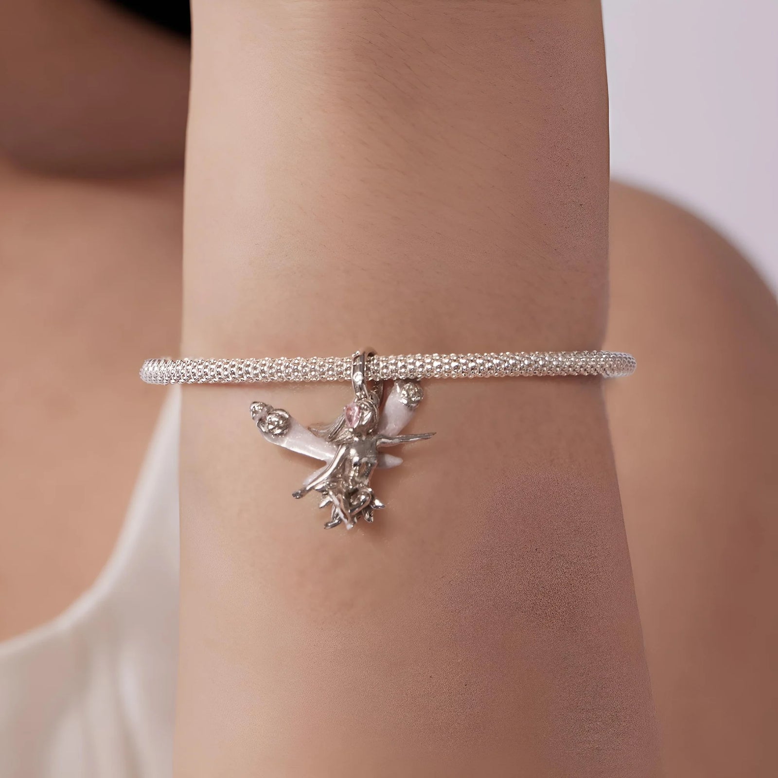Pink Crystal Fairy Dangle Charm | CZ EN