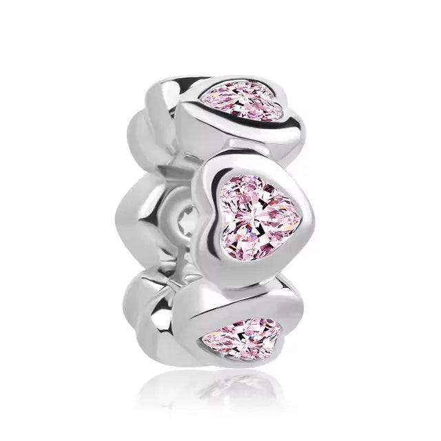 Pink Hearts Spacer | CZ