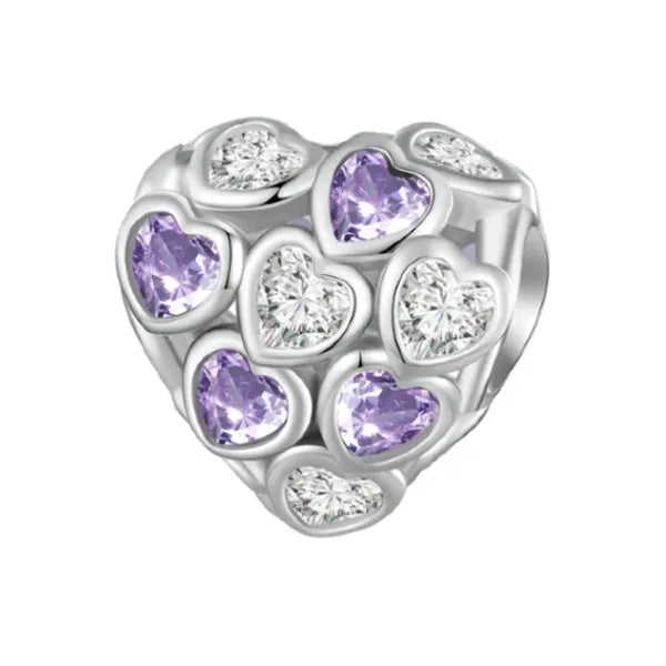 Purple Hearts Cluster Charm | CZ