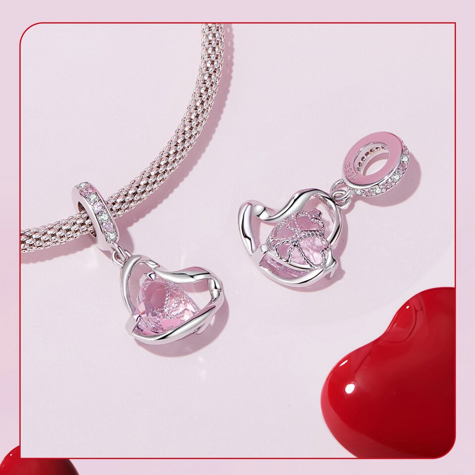 Heart in Heart Abstract Dangle Charm | CZ
