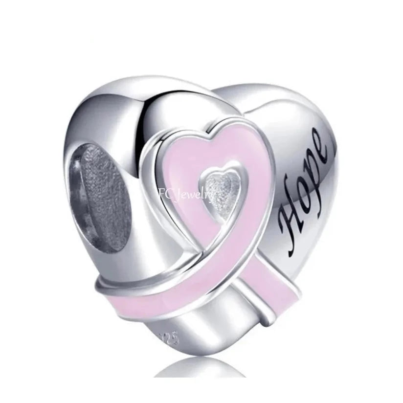 &quot;Hope&quot; Cancer Awareness Heart Charm | EN