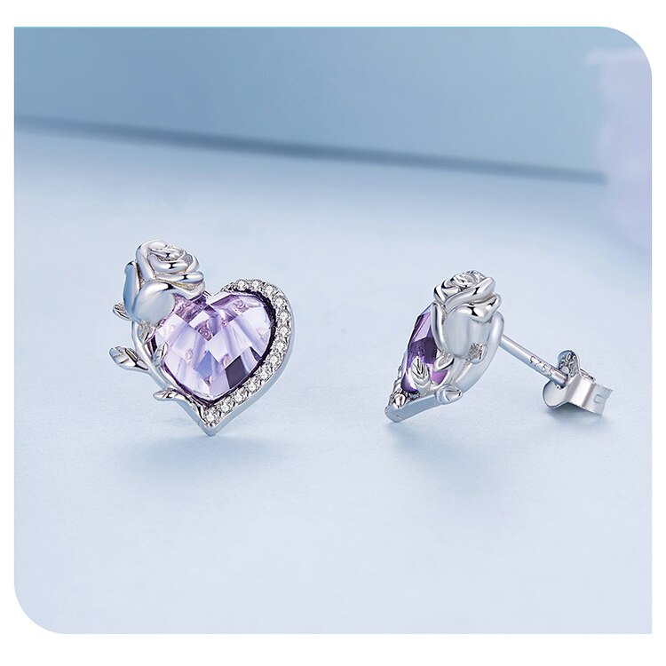 Heart & Rose Earrings | CZ