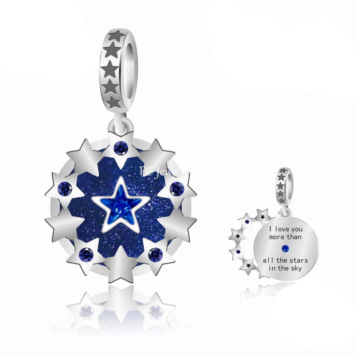 &quot;I love you more than all the stars in the sky&quot; Dangle Charm | CZ EN