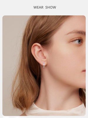 Lined Detailed Earrings | CZ