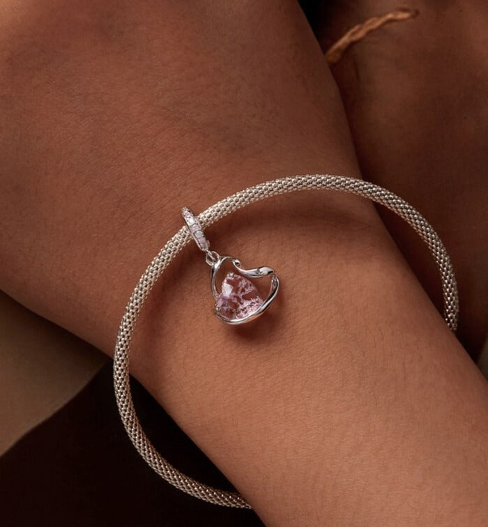 Heart in Heart Abstract Dangle Charm | CZ