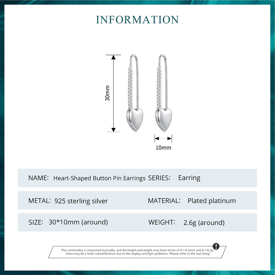 Heart Pin Earrings | CZ