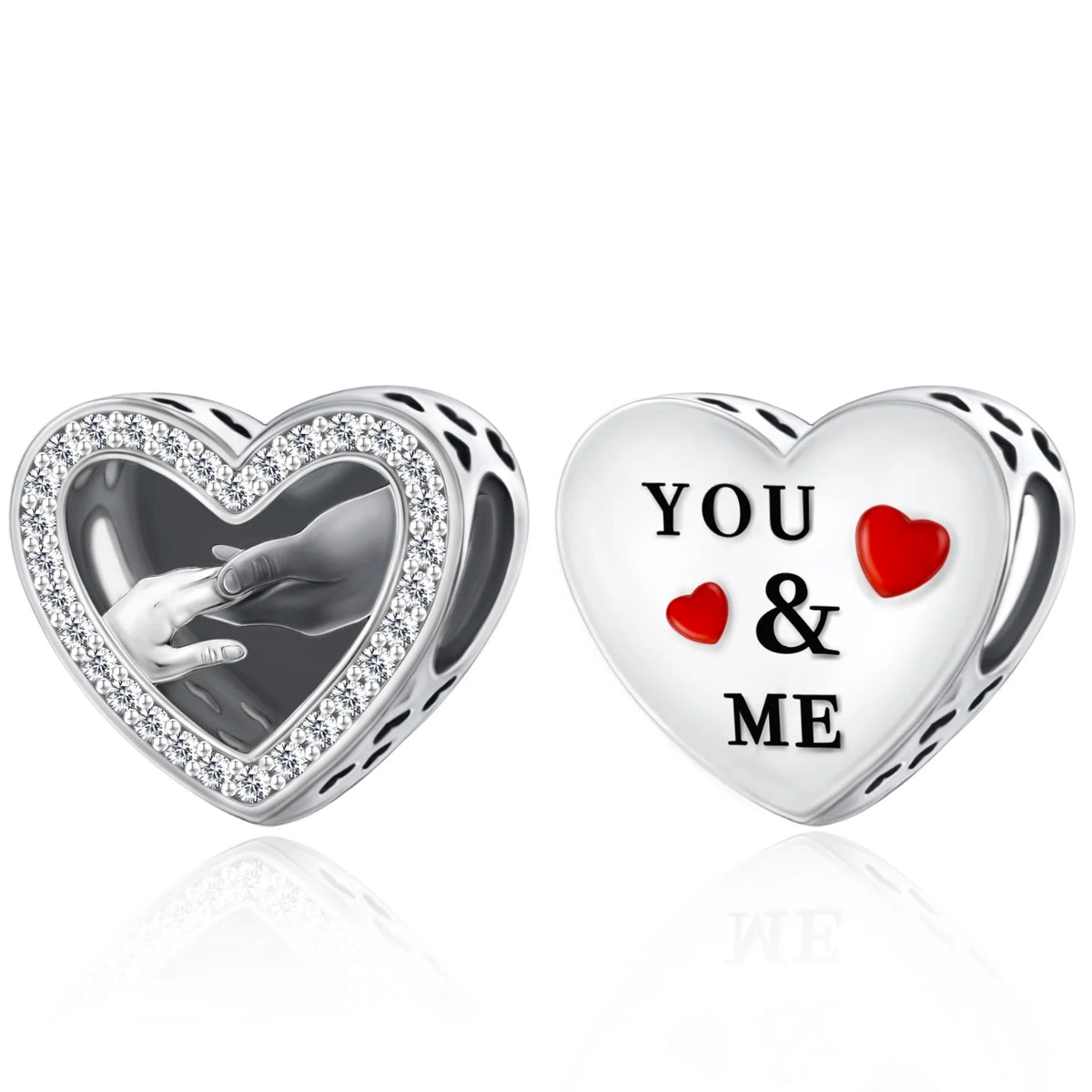 &quot;You &amp; Me&quot; Heart Charm | CZ EN