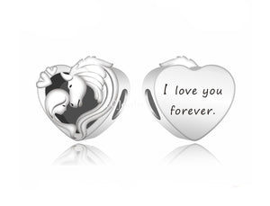 "I Love You Forever" Girl & Horse Heart Charm