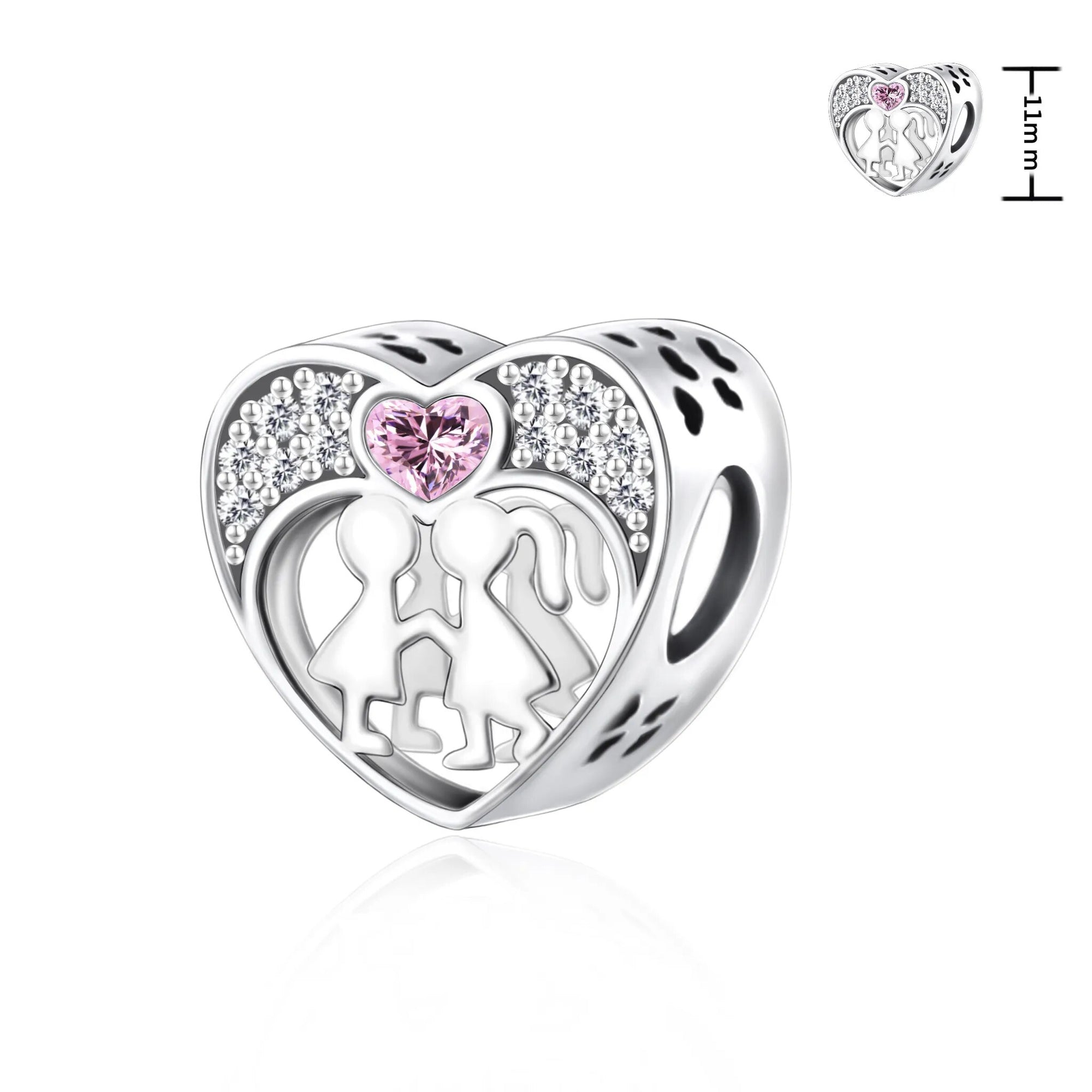 Boy Loves Girl Heart Charm | CZ