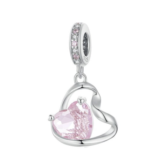 Heart in Heart Abstract Dangle Charm | CZ
