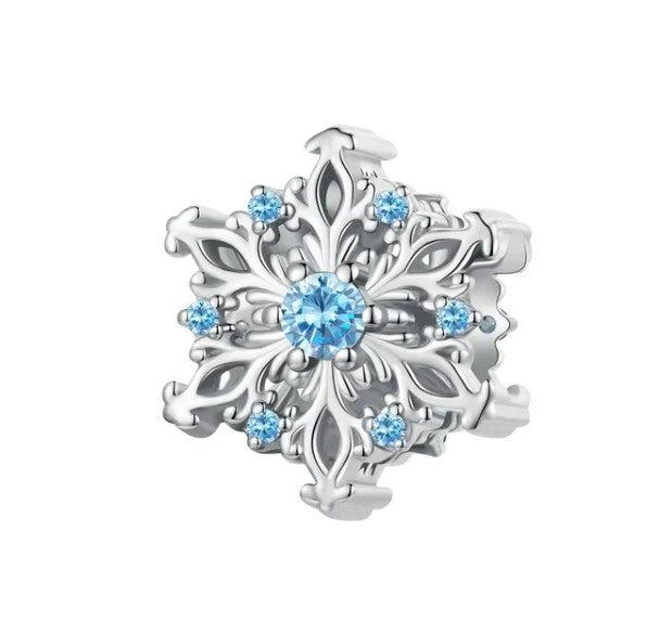 Star Shaped Snowflake Dangle Charm | CZ