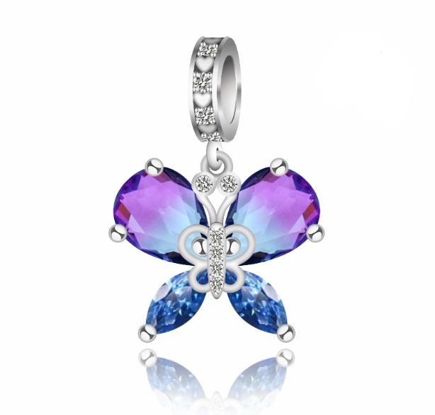 Beautiful Multicolour Butterfly Dangle Charm | CZ