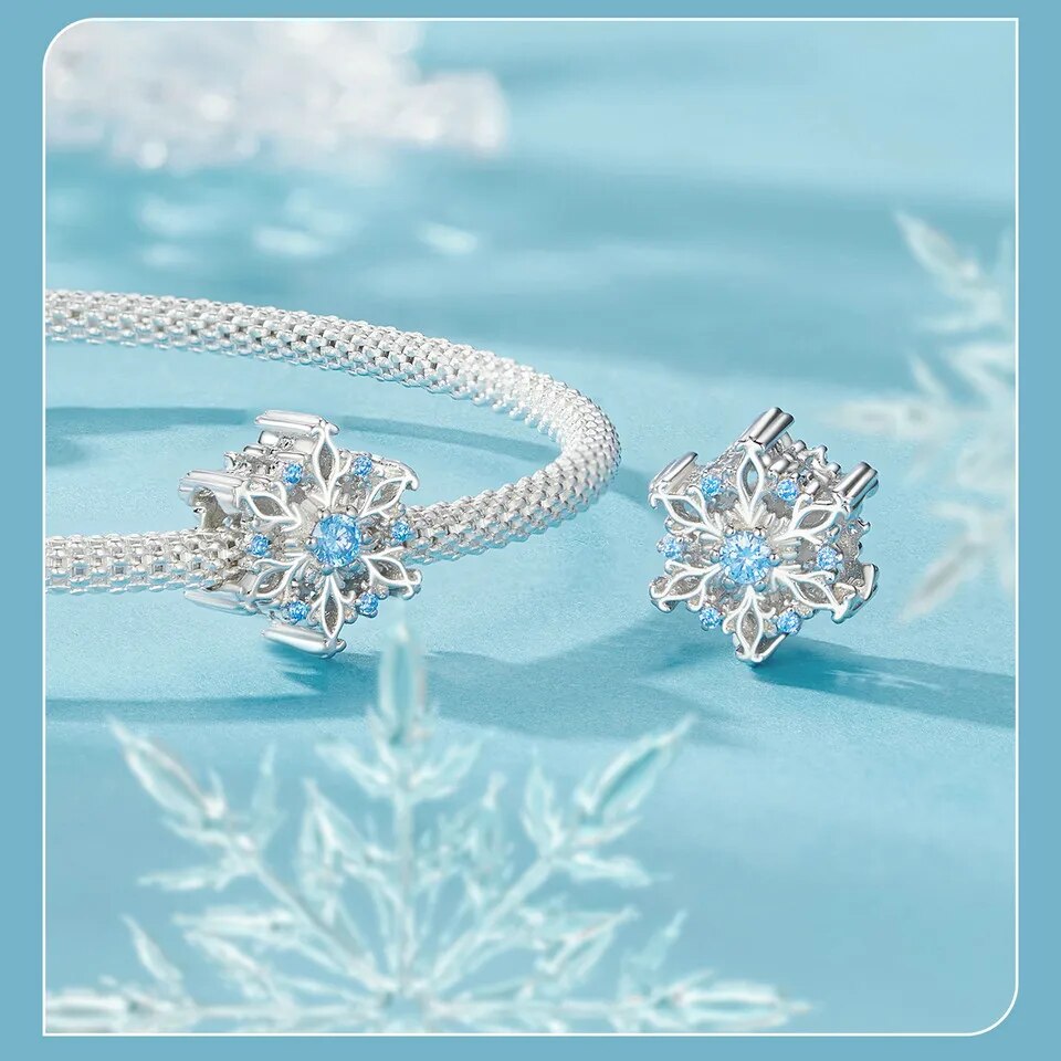 Star Shaped Snowflake Dangle Charm | CZ