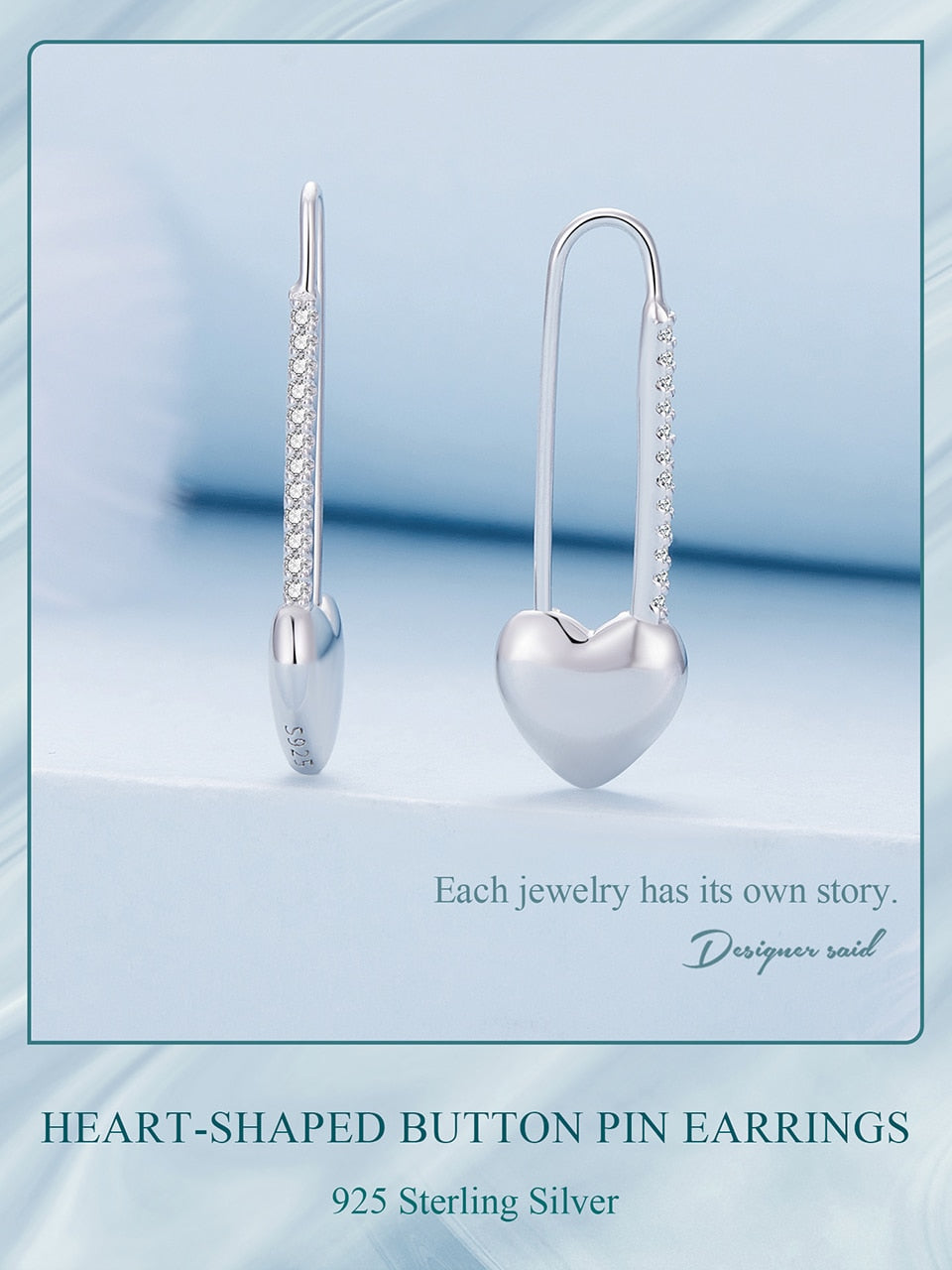 Heart Pin Earrings | CZ