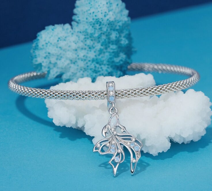 Opal Siamese Fighter Dangle Charm | CZ