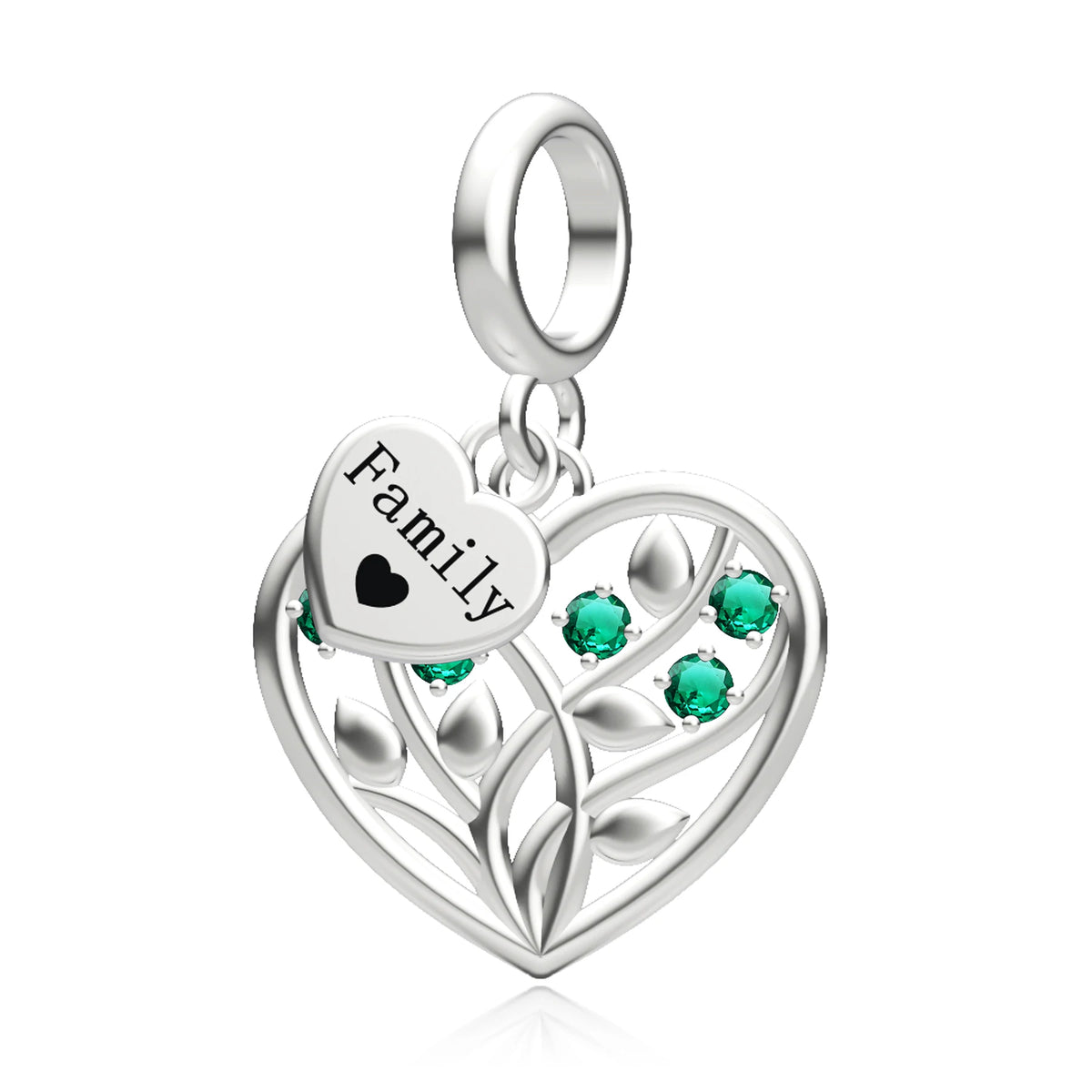 &quot;Family&quot; Tree Of Life Heart Dangle | CZ EN