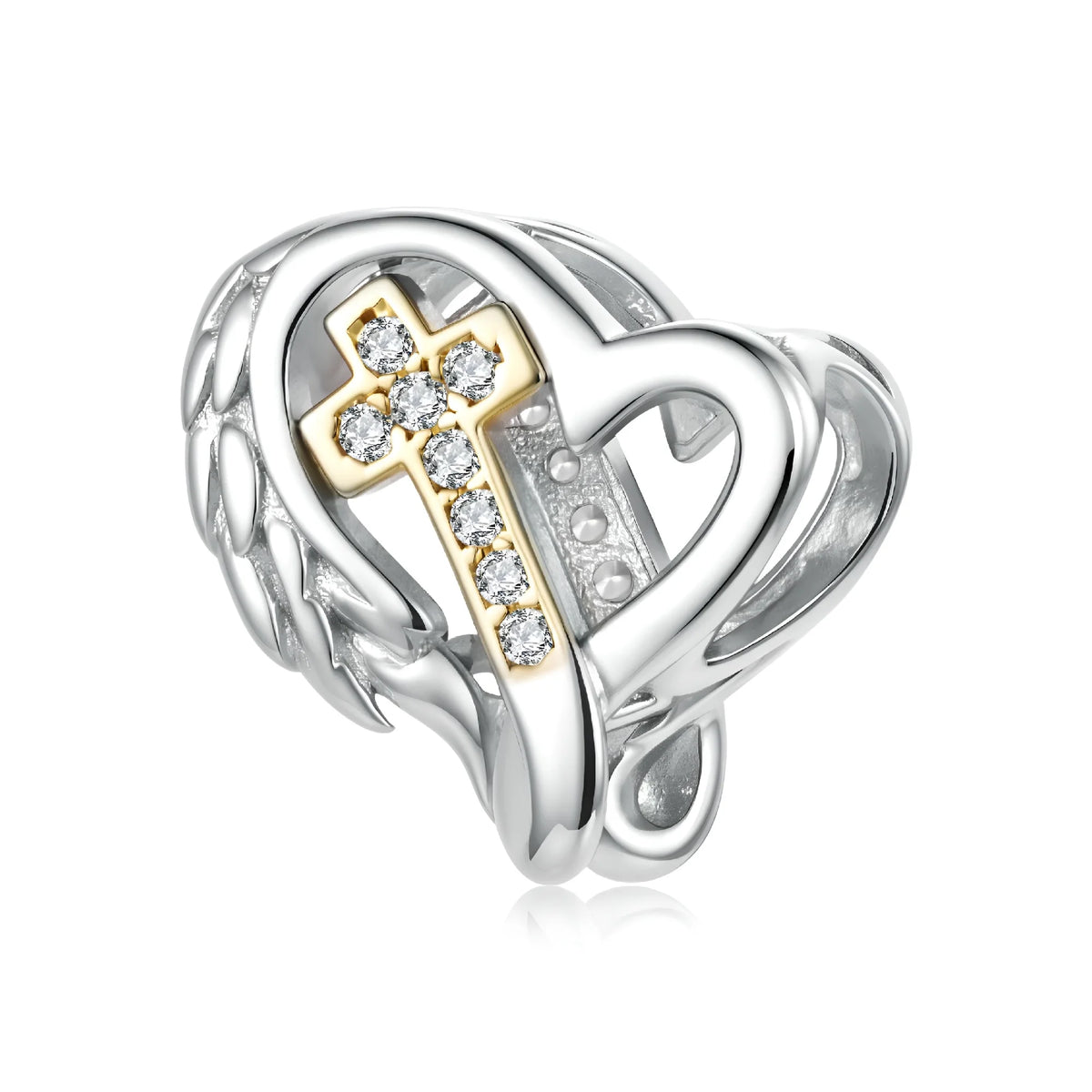 Angel Winged Heart Cross Charm | GP CZ