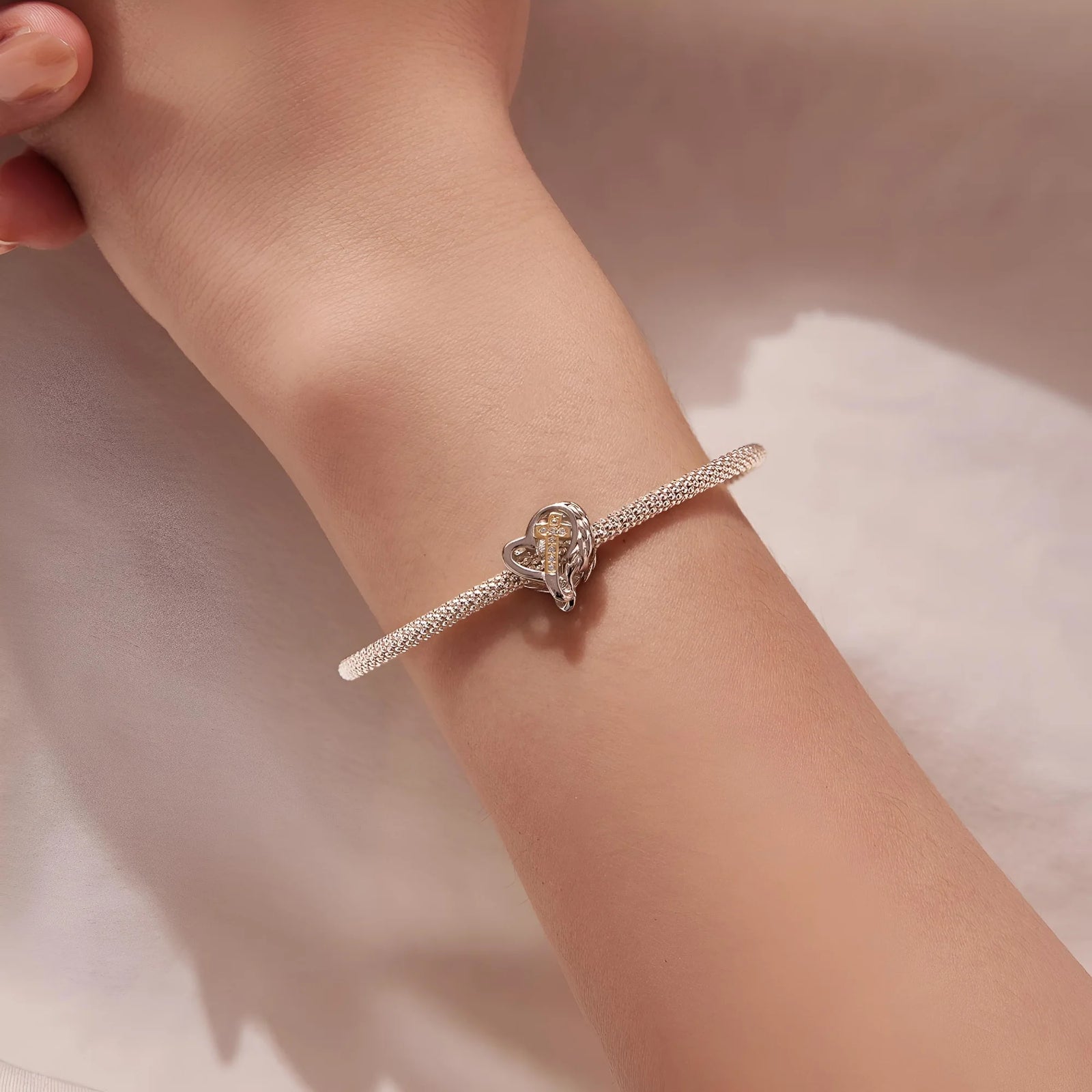 Angel Winged Heart Cross Charm | GP CZ