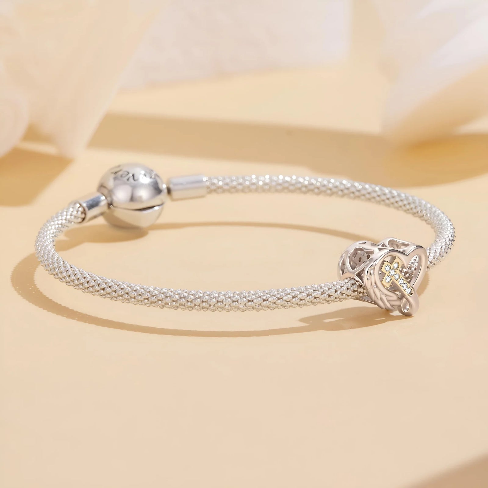 Angel Winged Heart Cross Charm | GP CZ