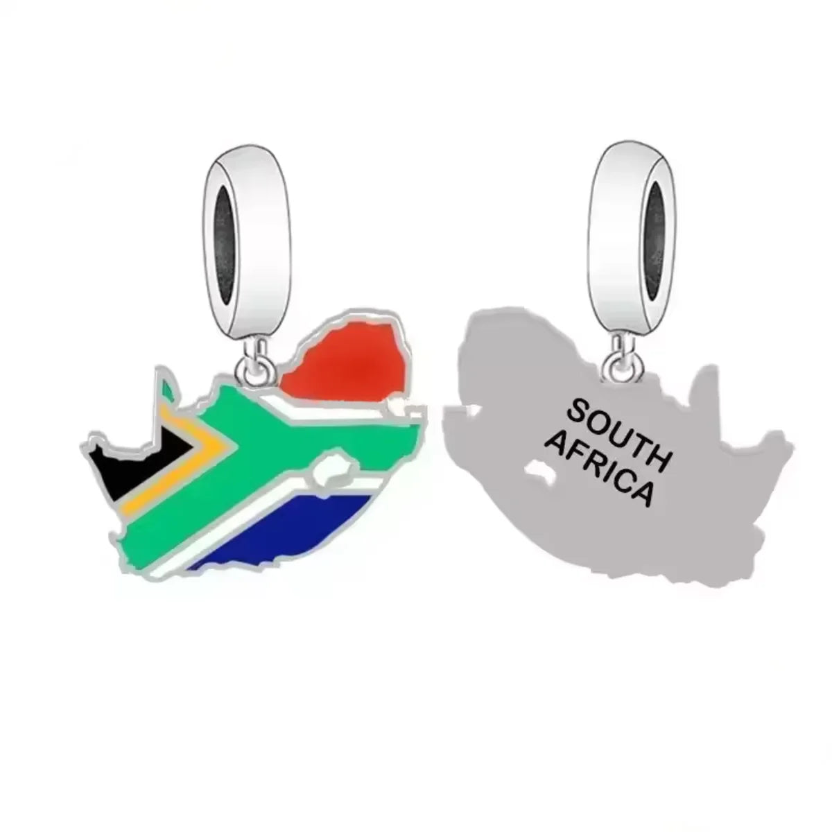 Two South African-themed charms on a white background