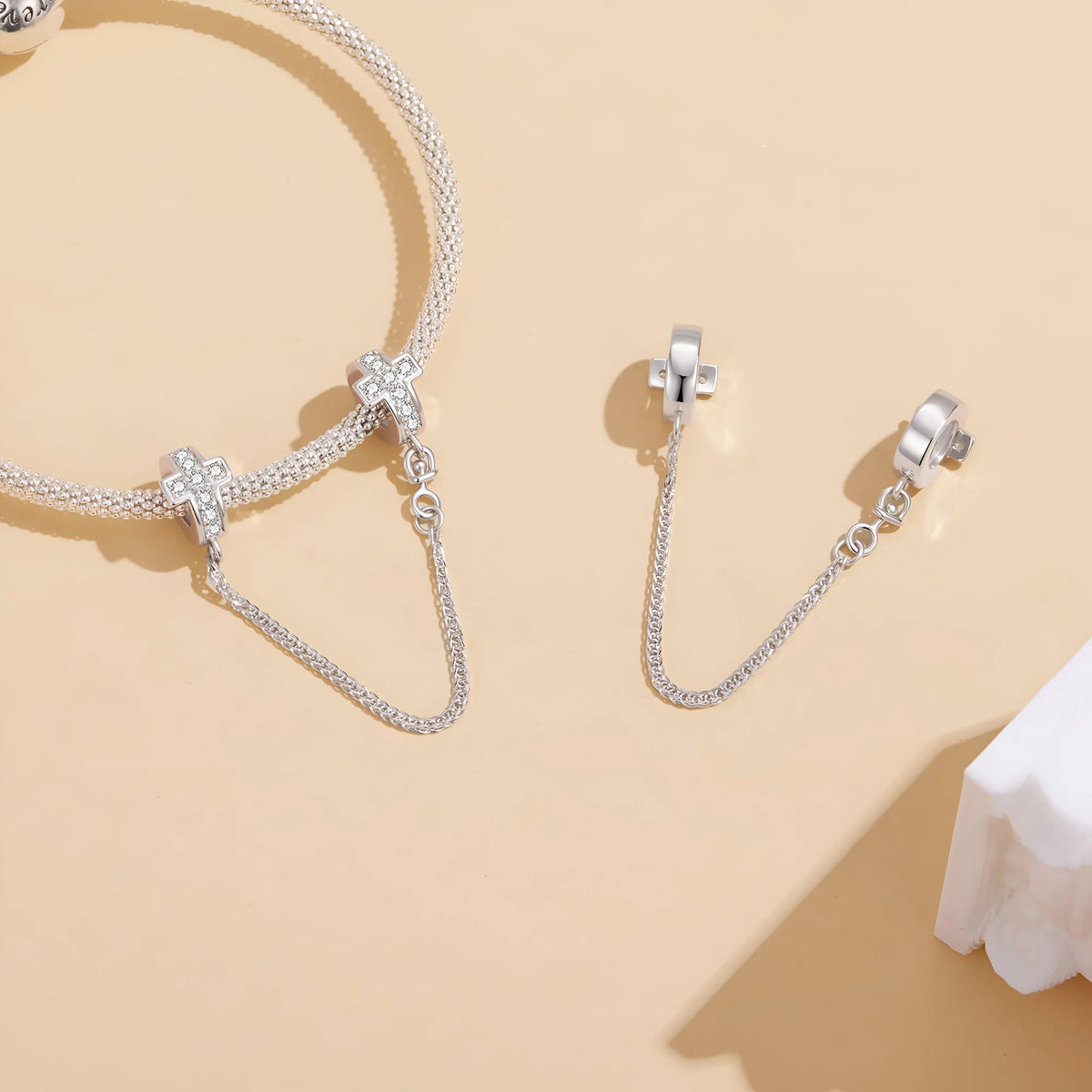 Sparkling Cross Faith Safety Chain | CZ